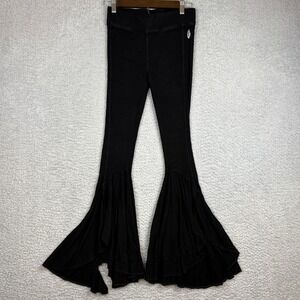 Free People Movement Pants Women XS Low And Flow Flare Ribbed Boho Yoga Leggings